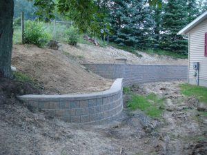 Cedar Lake Landscape Construction of a Retaining Wall