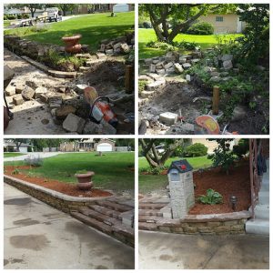 Landscape Construction of a Retaining Wall in Crown Point