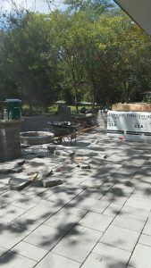 Landscape Contractors working on a Custom Hardscape in Munster